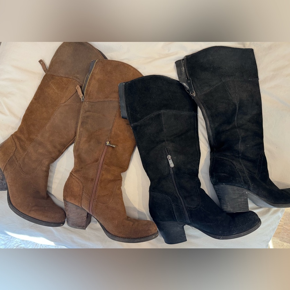 Women's Black and Brown Suede Boots